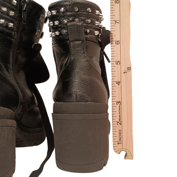 No Boundaries Black Womens Spiked Black Boots 2 Inch Block Heels Gothic Look 7.5 - Picture 9 of 9